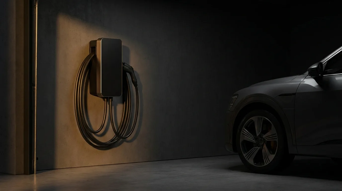 Level 2 EV wall charger installed in a modern Charlotte garage